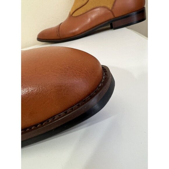 Mens 12 Two Tone Leather Button Boots 1920s Style zip Leather Suede Natbee - Picture 14 of 16